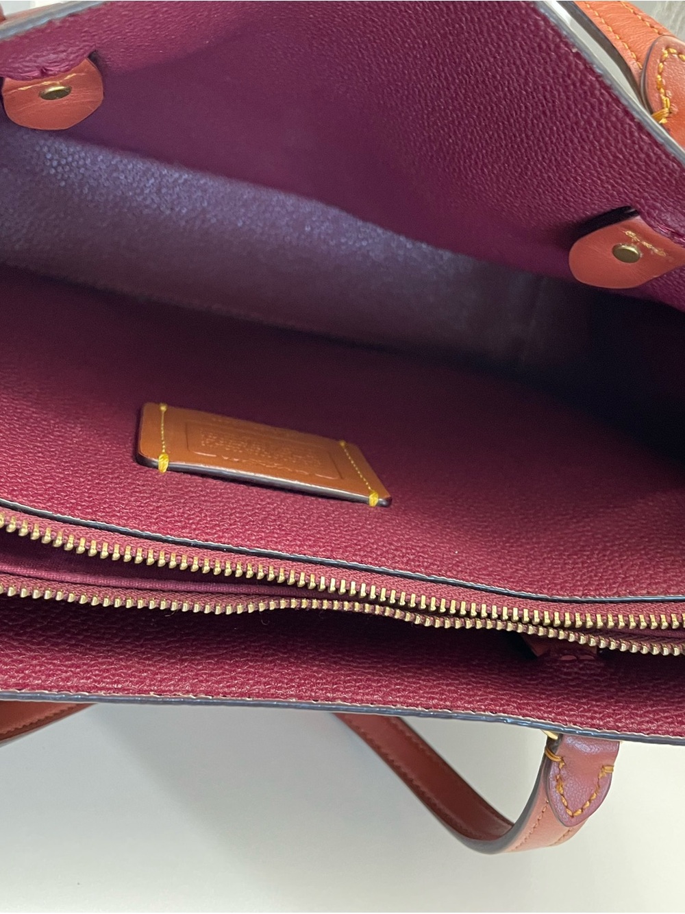 Coach Brown Signature Canvas Tote with Saddle Leather Trim - Picture 8 of 11